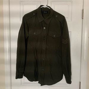 Army green men’s Brixton long sleeve shirt